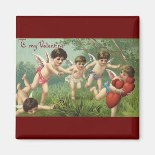 Vintage Valentine's Day Cherubs with Love Hearts Magnet
