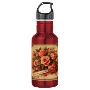 Vintage Valentine's Day Chocolates and Flowers 532 Ml Water Bottle