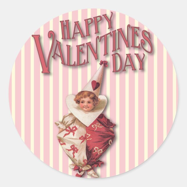 Vintage Valentine's Day Clown Stickers (Front)