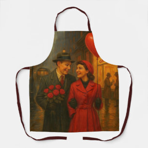 Vintage Valentine's Day couple Apron