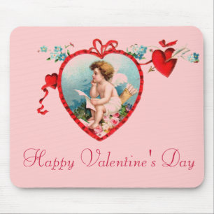 Vintage Valentine's Day Cupid Mouse Pad