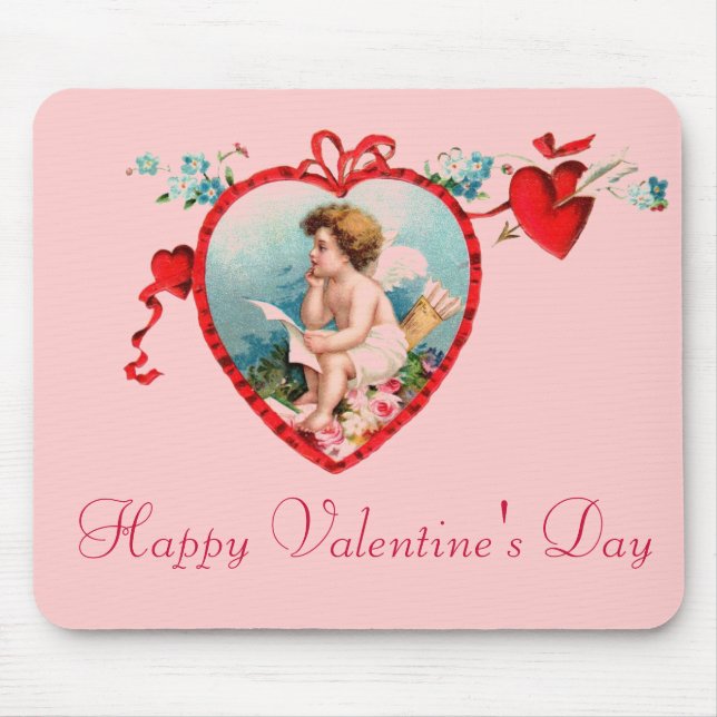 Vintage Valentine's Day Cupid Mouse Pad (Front)