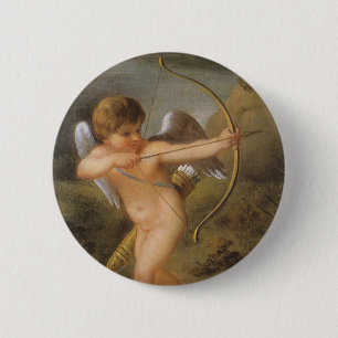 Vintage Valentines Day, Cupid with Bow and Arrow 6 Cm Round Badge