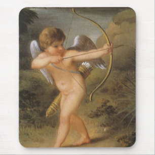 Vintage Valentines Day, Cupid with Bow and Arrow Mouse Mat