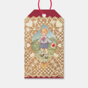 Vintage Valentine's Day, Cute Boy in the Meadow Gift Tags