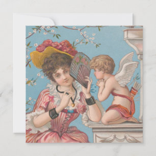 vintage valentines day cute cherub love holiday card