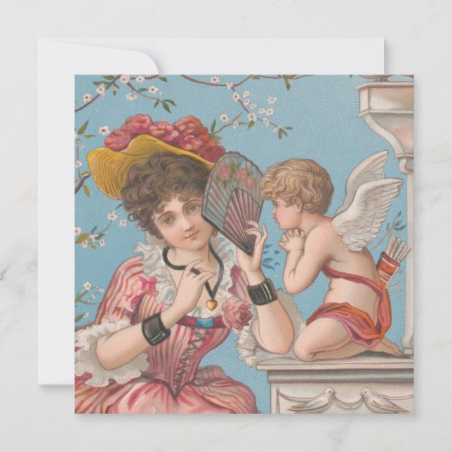 vintage valentines day cute cherub love holiday card (Front)