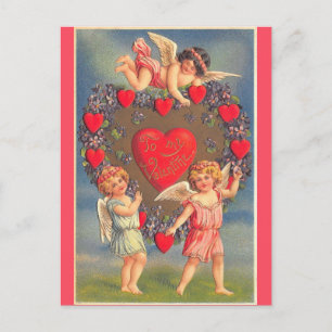 Vintage Valentines Day Cute Cherubs Postcard