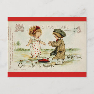Vintage Valentines Day Cute Kids Postcard