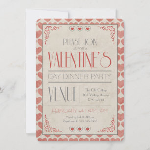 Vintage Valentine's Day Dinner Party Invitation