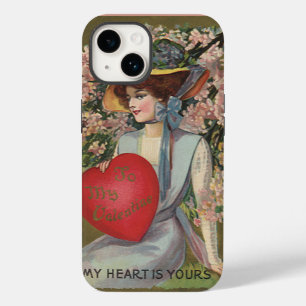 Vintage Valentine's Day, Elegant Lady with Heart Case-Mate iPhone 14 Case