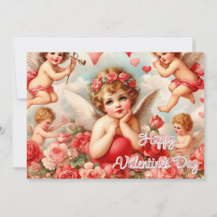 Vintage Valentine's Day Flat Holiday Card
