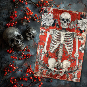 Vintage Valentines Day Gothic Skeleton Skull  Tissue Paper