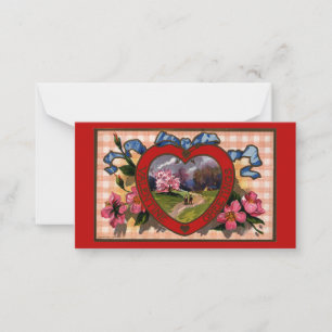 Vintage Valentines Day Greetings Heart and Flowers Card