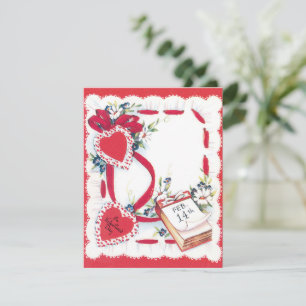 Vintage Valentine's Day Hearts, Flowers and Ribbon Holiday Card