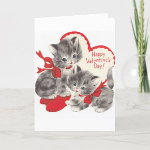Vintage - Valentine's Day Kittens, Holiday Card