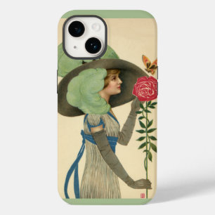Vintage Valentine's Day, Lady Red Rose Butterfly Case-Mate iPhone 14 Case