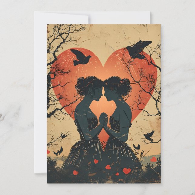 Vintage Valentine's Day LGBTQ Holiday Card (Front)