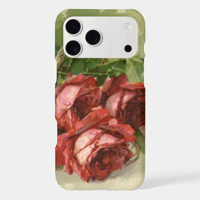 Vintage Valentine's Day Love, Crimson Red Roses (Back)