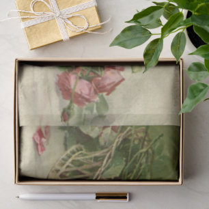 Vintage Valentine's Day Love, Crimson Red Roses Tissue Paper