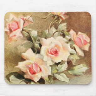 Vintage Valentine's Day Love Romance Pink Roses Mouse Mat