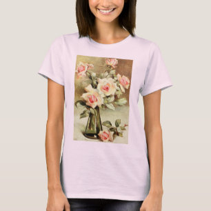 Vintage Valentine's Day Love Romance Pink Roses T-Shirt