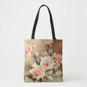 Vintage Valentine's Day Love Romance Pink Roses Tote Bag