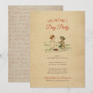 Vintage Valentine's Day Old Fashioned Party Cute Invitation