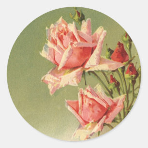 Vintage Valentine's Day Pink Victorian Garden Rose Classic Round Sticker