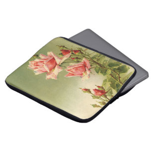 Vintage Valentine's Day Pink Victorian Garden Rose Laptop Sleeve