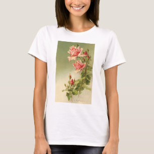 Vintage Valentine's Day Pink Victorian Garden Rose T-Shirt