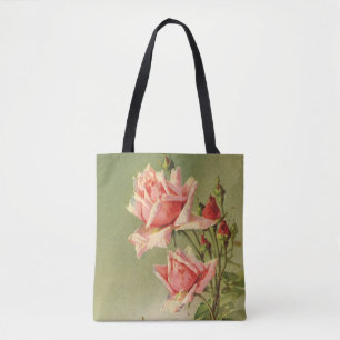 Vintage Valentine's Day Pink Victorian Garden Rose Tote Bag