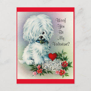 Vintage Valentine's Day Puppy Holiday Postcard