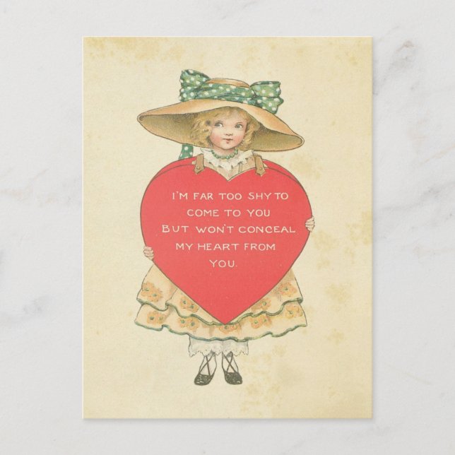 Vintage Valentine's Day Red Heart Secret Admirer Holiday Postcard (Front)