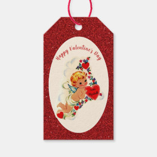 Vintage Valentine's Day Retro Cupid Red Custom Gift Tags