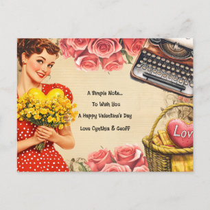 Vintage Valentines Day Retro Flat Holiday Card