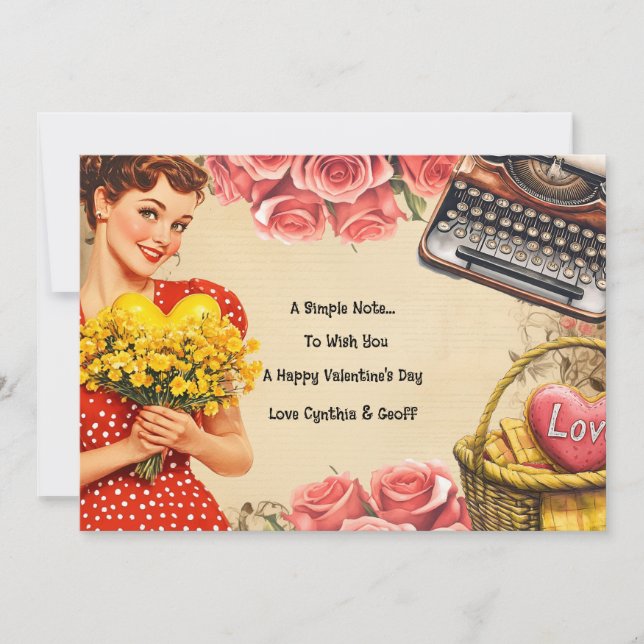 Vintage Valentines Day Retro Flat Holiday Card (Front)