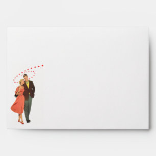 Vintage Valentine's Day, Romantic Floating Hearts Envelopes