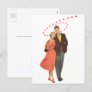 Vintage Valentine's Day, Romantic Floating Hearts Holiday Postcard