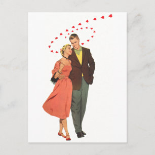 Vintage Valentine's Day, Romantic Floating Hearts Holiday Postcard