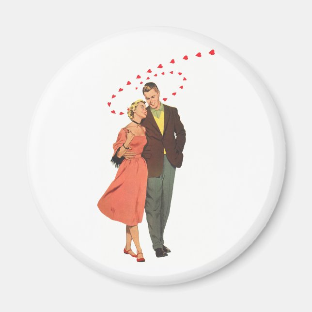 Vintage Valentine's Day, Romantic Floating Hearts Magnet (Front)