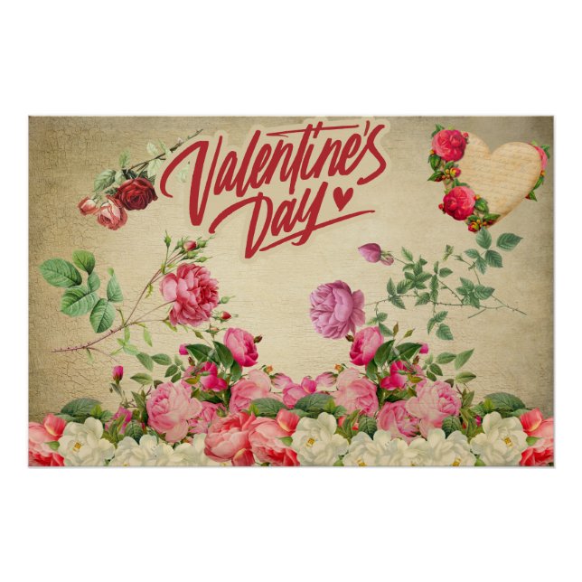 Vintage Valentine's Day Roses  Poster (Front)