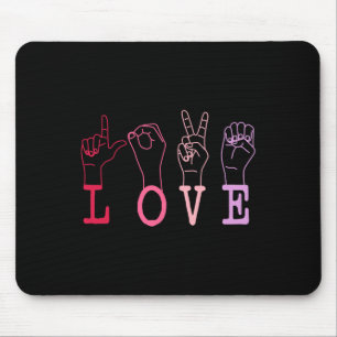 Vintage Valentine's Day Sign Language Asl Love Gif Mouse Mat