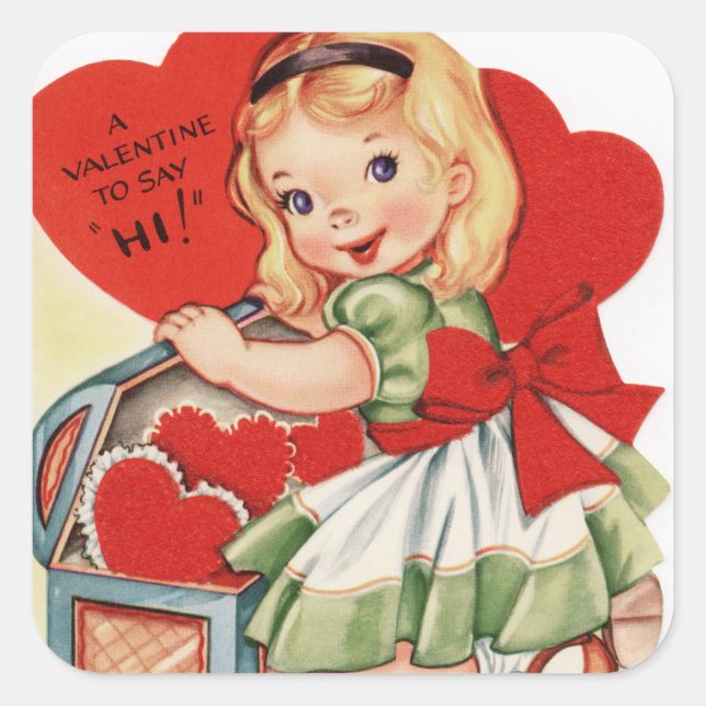 Vintage Valentines  Day Square Sticker (Front)