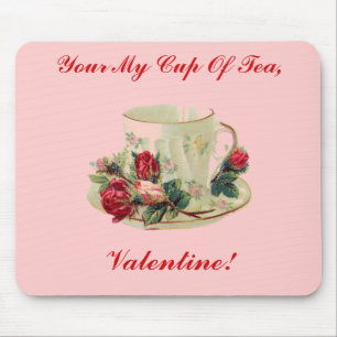 Vintage Valentine's Day Tea Cup Mouse Pad