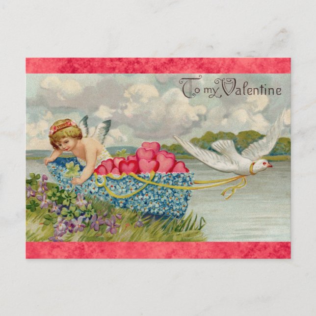 Vintage Valentines Day Victorian Angel Heart Postcard (Front)