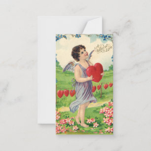 Vintage Valentines Day, Victorian Angel with Heart Note Card