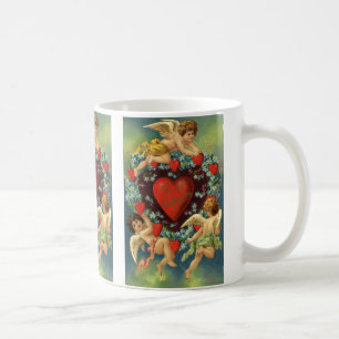Vintage Valentine's Day, Victorian Angels Hearts Coffee Mug