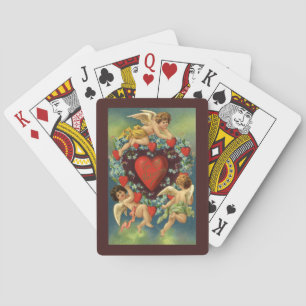 Vintage Valentine's Day, Victorian Angels Hearts Playing Cards