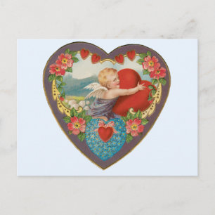Vintage Valentine's Day, Victorian Cherub Hearts Holiday Postcard